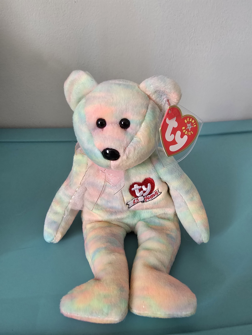 Ty Pastel Multicolor Beanie Bear - Pink, Blue, Green, Yellow